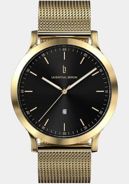 Zegarek Męski Złoto Czarny Koperta ze stali chirurgicznej Szkło mineralne hartowane szafirowo