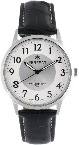 Perfect Zegarek męski kwarcowy klasyczny skórzany pasek C411