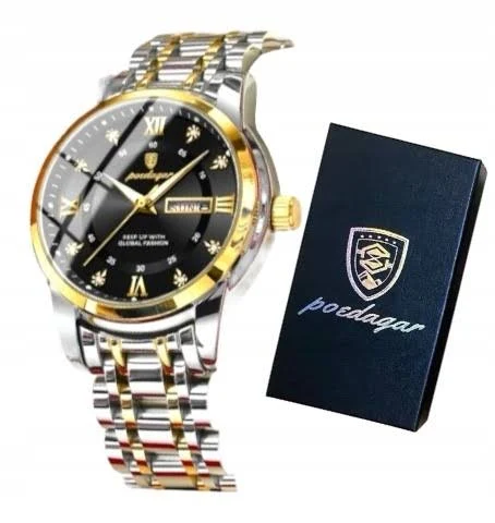 Zegarek męski kwarcowy wodoodporny Klasyczny Styl Złoto