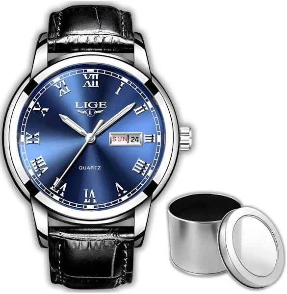 Lige Elegancki Zegarek Męski Datownik + Pudełko