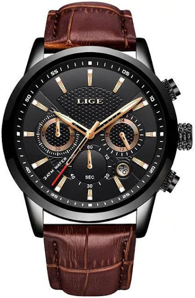 Zegarek Męski Lige Klasyczny Elegancki Skórzany Datownik 3 Kolory + Pudełko