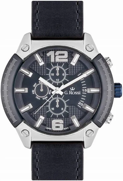 Duży zegarek męski G. Rossi skórzany pasek solidny Pudełko Grawer