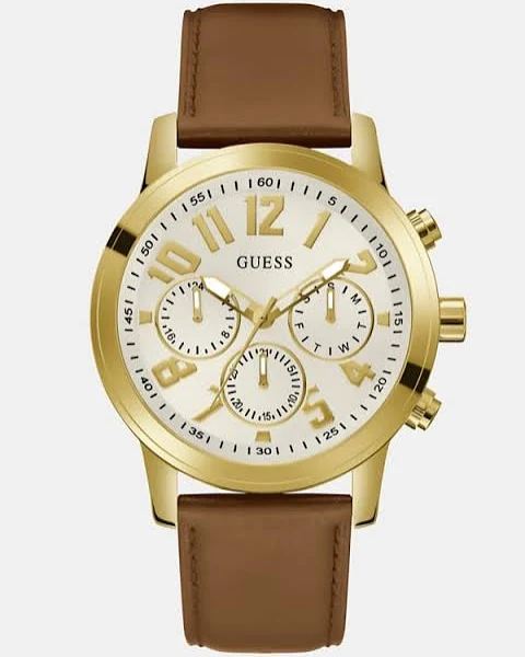 GUESS M Wielofunkcyjny Zegarek Na Skórzanym Pasku
