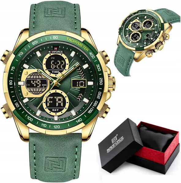 Zegarek Męski Naviforce Zeus +pudełko +grawer skórzany stoper datownik