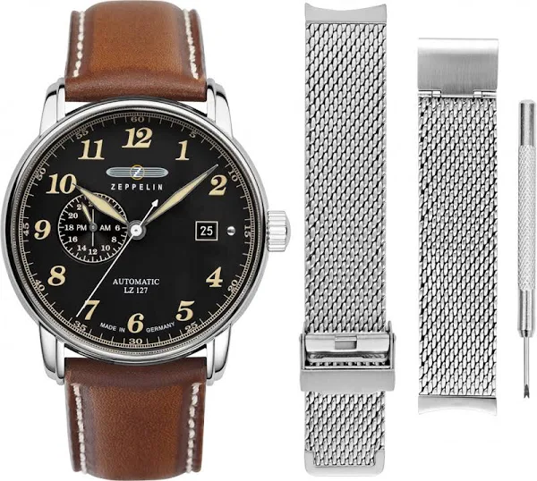 Zestaw męski ZEPPELIN 8668M-2_SET brązowy klasyczny dodatkowy pasek