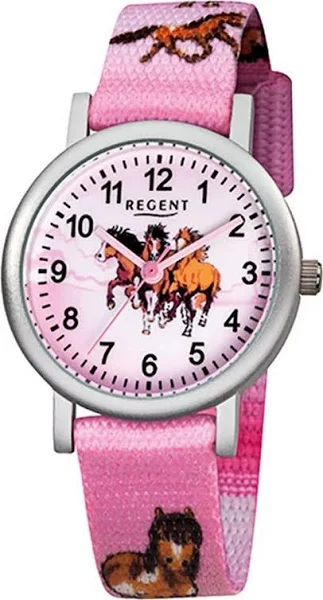 zegarek na rękę Regent różowy F-729 dziecięcy analogowy zegarek kwarcowy URF729