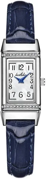 Lushika Women wysokiej jakości damski zegarek kwarcowy luksusowy prostokątny prostokątna szkatułka tarcza