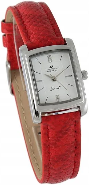 Zegarek damski prostokąt na pasku czerwonym Timemaster 157/08