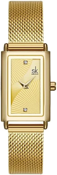 Złoty wąski zegarek dla kobiet delikatny prostokąt projekt tarczy zegarka zegarek damski wodoodporny