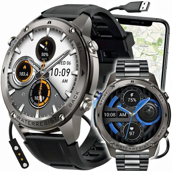 Smartwatch Męski Zegarek Rozmowy Funkcje GPS Wodoodporny Watch Polskie Menu
