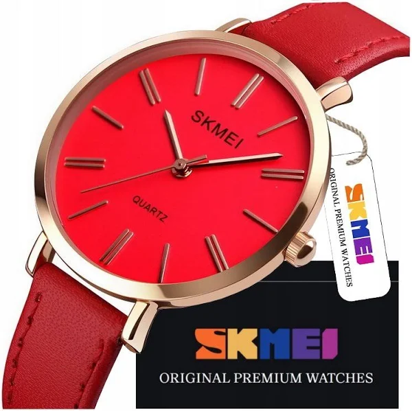 ELEGANCKI ZEGAREK DAMSKI NA PASKU SKÓRZANYM SKMEI WSKAZÓWKOWY