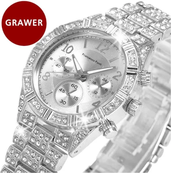 Srebrny Zegarek Damski Z Kryształami Swarovskiego