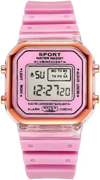 Nowa moda cyfrowa studentka przezroczyste elektroniczny zegarek cukierki wielokolorowe oświetlenie