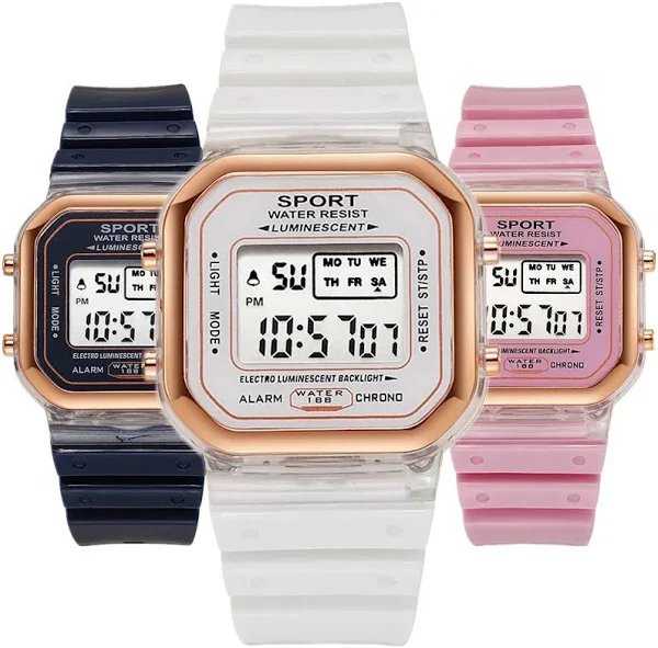 Moda marka studencki przezroczysty zegarek elektroniczny cukierki wielokolorowy LED damski sportowy