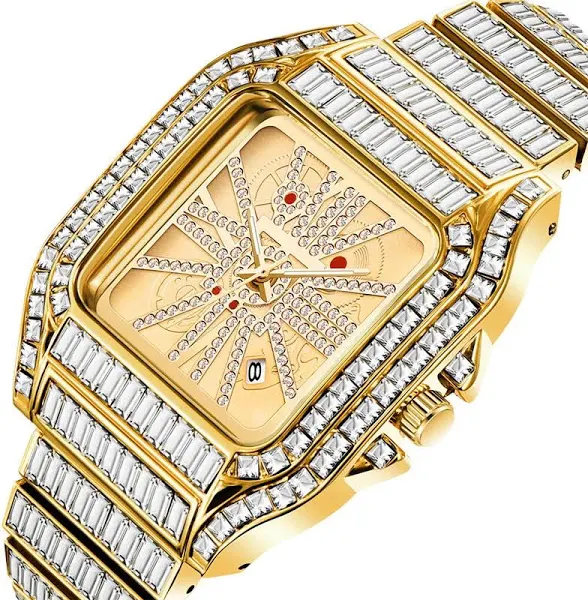 Nowy fajny Iced Out zegarek dla mężczyzn luksusowy pełny diament Hip Hop zegarek kwarcowy z