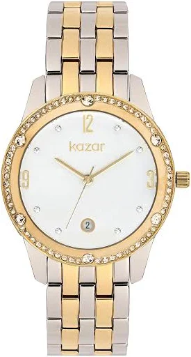 Srebrno-złoty zegarek ozdobiony cyrkoniami