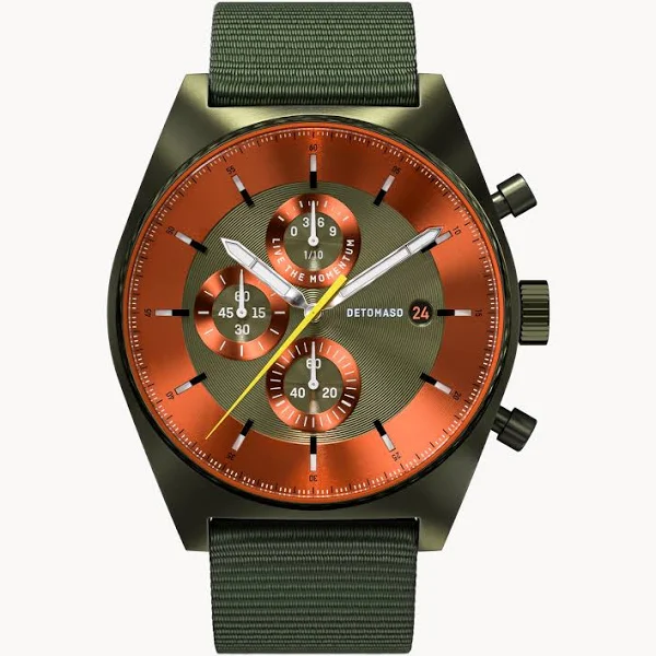 Zegarek męski Ciemnozielony Chronograf koperta ze stali chirurgicznej