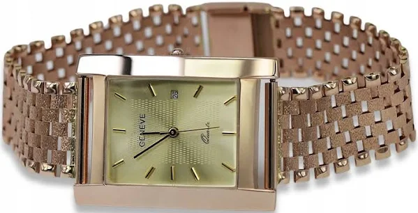 Zegarek z różowego złota 585 bransoletą męski Geneve mw009r&mbw003r