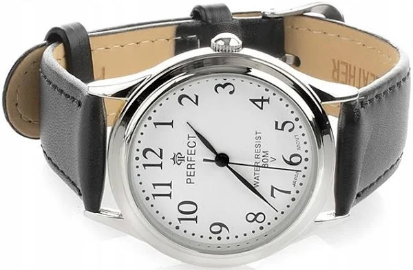 męski ZEGAREK kwarcowy DUŻE CYFRY klasyczny skórzany pasek wyraźny kultowy