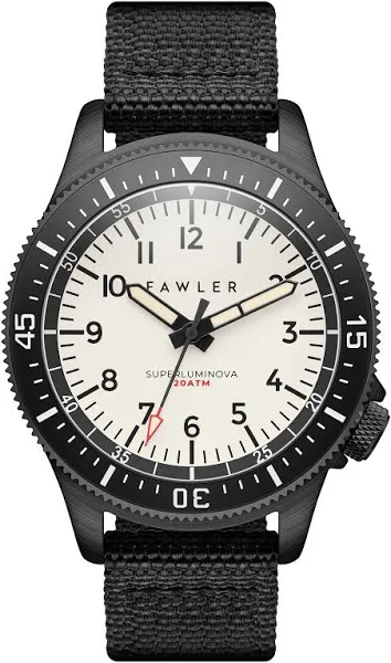 Fawler Luscent Czarny szczotkowany zegarek do nurkowania z tarczą z pełną luminescencją