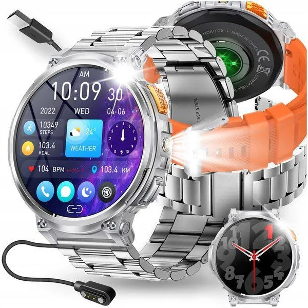 Smartwatch Męski Wodoodporny Zegarek 730mah Polskie Menu Rozmowy Duży Ekran