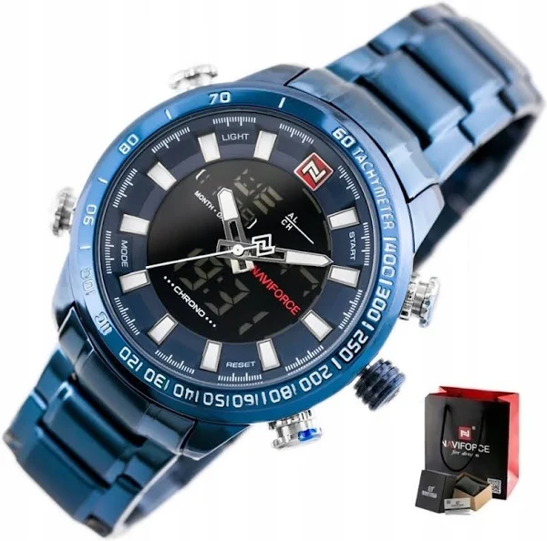Zegarek Naviforce budzik stoper data +box +grawer