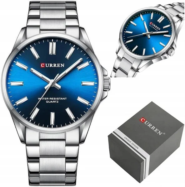 Zegarek Męski Curren Blanche +box +grawer stalowy srebrny