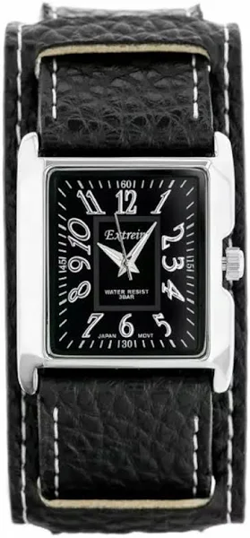 SAXO Srebrny męski prostokątny zegarek retro na pasku z podkładką Extreim EXT-Y016B-2A