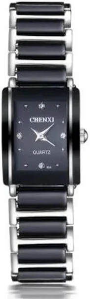 Modne zegarki prostokątne męskie czarne zegarki z symulowaną ceramiką kwarcowe zegarki na rękę