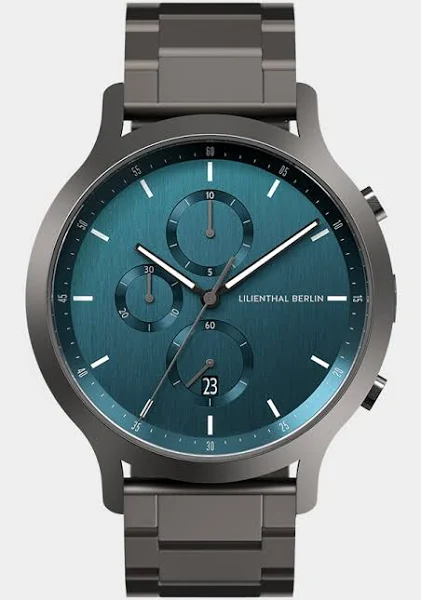 Męski Zegarek Chronograf Szary Zielony Koperta ze Stali Chirurgicznej