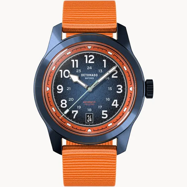 Zegarek Automatyczny Męski Niebieski Stal Chirurgiczna Szkło Szafirowe