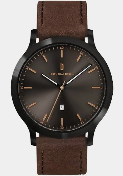 Zegarek Męski Czarny Brąz Koperta ze stali chirurgicznej Szkło mineralne hartowane szafirowo