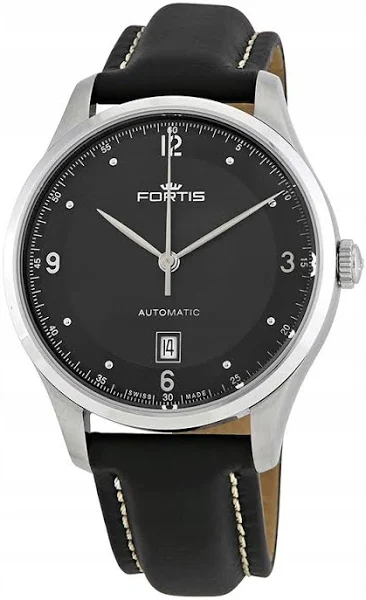 Nowy Zegarek Szwajcarski Męski Fortis 903.21.11-L01 Szafirowy Skóra Czarny