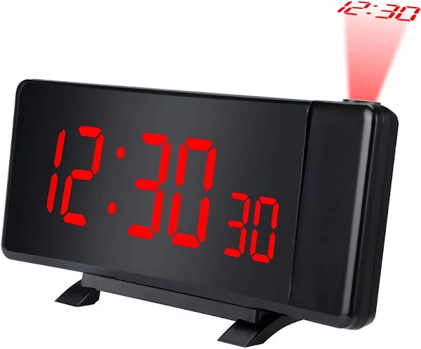 radiobudzik Zegar Z Projektorem Czarny Usb Głośny Budzik Wyświetlacz Led Xl