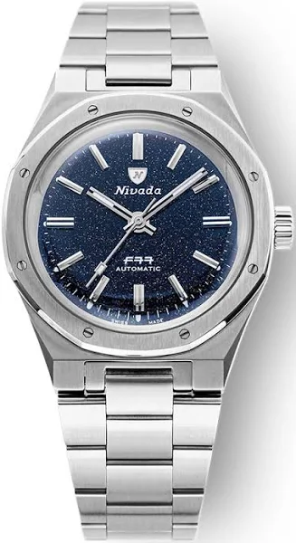 Nivada Grenchen F77 Blue Date 69001A77 NUOVO