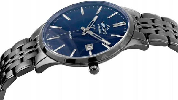 Szwajcarski Zegarek męski Bisset BIS0880 szafir data box +Grawer