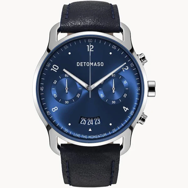 Zegarek męski Srebrny Ciemnoniebieski Chronograf obudowa ze stali chirurgicznej