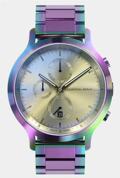 Męski Zegarek Chronograf Tęcza Srebro Koperta ze Stali Chirurgicznej