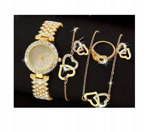 Zegarek Damski Złoty Komplet Bransoletka 851