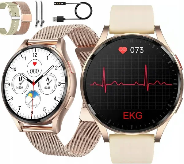 Zegarek Smartwatch damski Ekg pomiar cukru saturacja ciśnieniomierz Rozmowy
