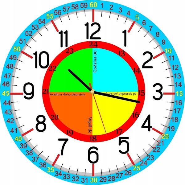 naSciane Zegar edukacyjny nauczycielski do nauki godzin