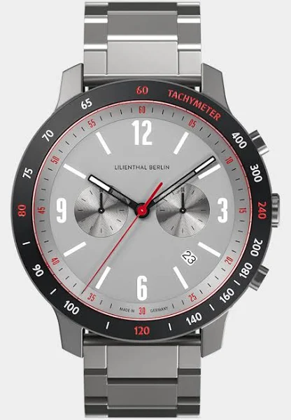 Męski Zegarek Chronograf Czarny Srebro Koperta ze Stali Chirurgicznej
