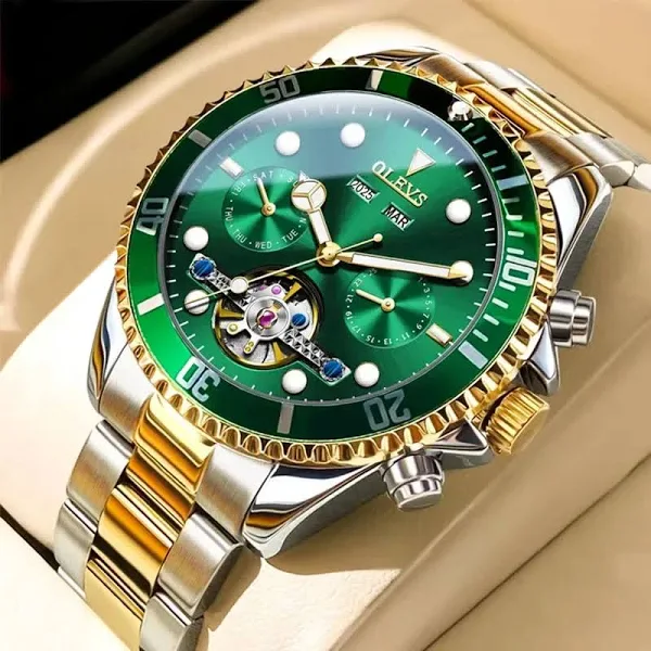 OLEVS oryginalny automatyczny zegarek mechaniczny dla mężczyzn 42.8mm duża tarcza szkielet Hollow