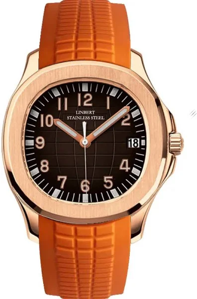 LINERT 2024 Patek męski zegarek w kolorze różowego złota automatyczny zegarek mechaniczny cyfrowe