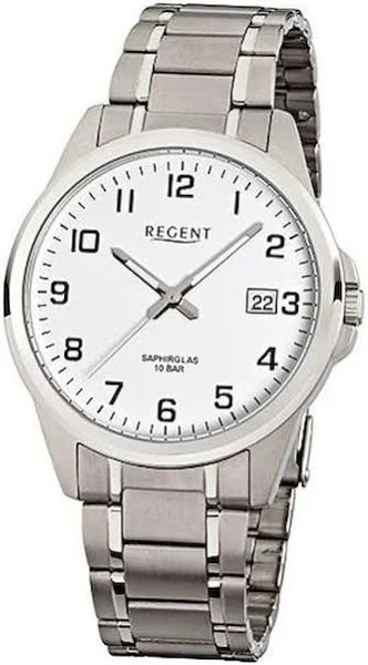 zegarek na rękę Regent srebrny F-925 męski analogowy tytanowy zegarek URF925