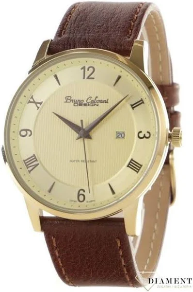 Zegarek Męski Bruno Calvani Bc3475 na Brązowym Pasku z Cyframi