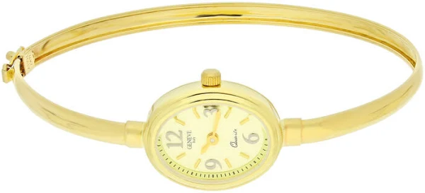 Zegarek złoty z owalną tarczą na bransolecie bangle MI G400123-A próba 585