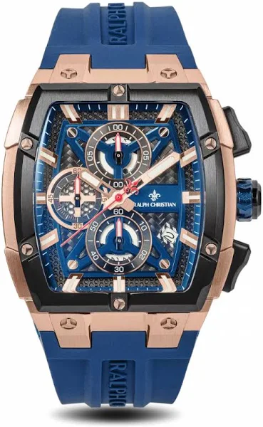 Złoty męski zegarek Ralph Christian z gumką The Polaris Chrono