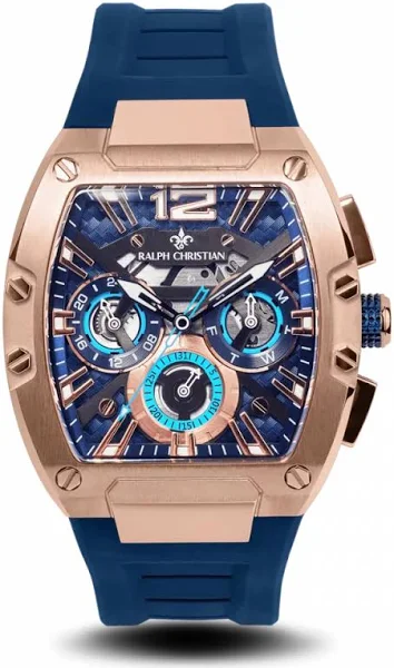 Złoty męski zegarek Ralph Christian z gumką The Intrepid Sport