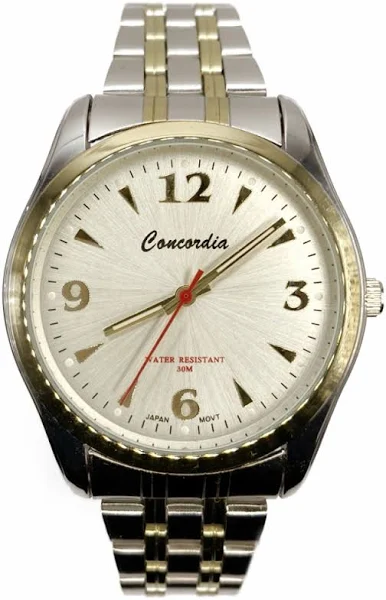 SAXO Srebrno-złoty modny męski zegarek z bransoletą Concordia CDDA32